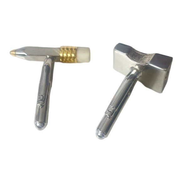 Pencil and Sharpener Cuff Links Teacher School Formal Gift - Picture 2 of 4